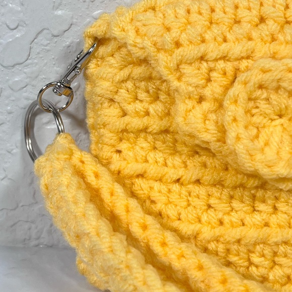 Yellow Crochet Mini Wristlet Clutch - Picture 4 of 10